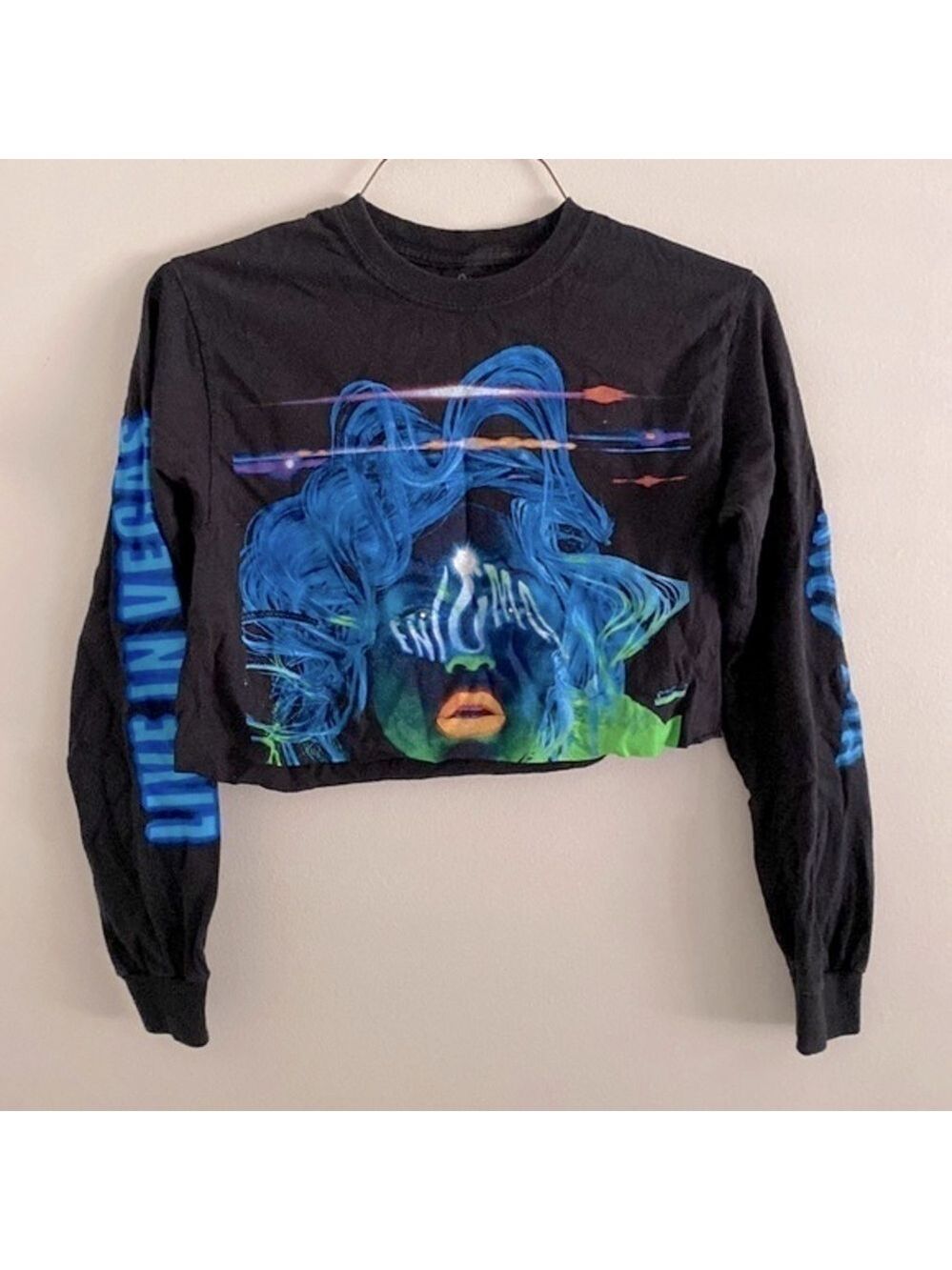 Lady Gaga crop Enigma concert long sleeve tee